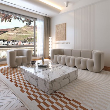 沙發椅 網紅皮藝沙發工作室北歐創意中古風家用沙發模塊酒店設計師沙發椅