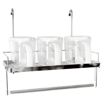 CAXXA 凱撒 不銹鋼廚房易利鉤調味瓶收納架 附紙巾架  1套  銀色