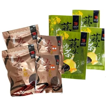 【德利豆乾】五香豆乾粗條(全素)  130g/包，4包  +  蒜味沙茶豆乾(葷食)  130g/包，4包  , 8包 / 組