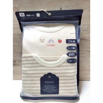 【過年穿新衣🧧現貨80cm | 90cm 】日本Cottoli 長袖上衣 小熊 彩虹 蘋果 奶茶 薄款 圓領 日本童裝