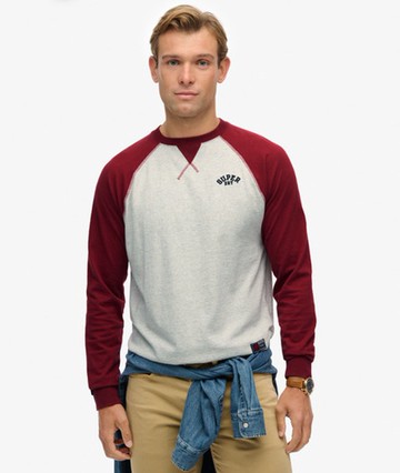 Superdry Men's Vintage Athletic Baseball Top Grey Size: L