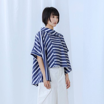 條紋垂襬不對稱解構上衣