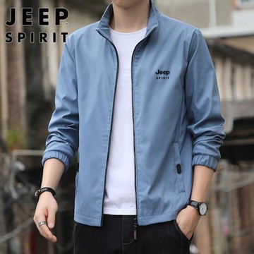 JEEP吉普夾克男春秋季新款男士外套立領休閑運動工裝沖鋒上衣男裝