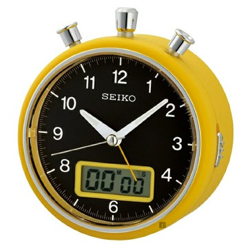 seiko SK037 精工鐘 (QHE114Y) 倒數計時秒錶鬧鐘/12X10.6cm｜樂天全館特惠中★指定刷卡回饋10%