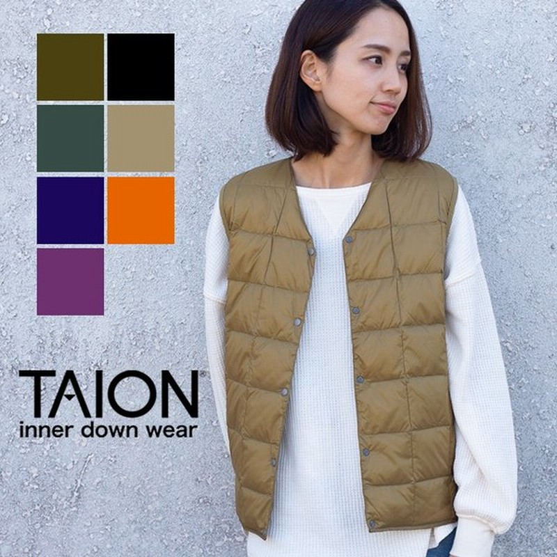 Taion V ネックボタン インナーダウンベスト レディース Neck Down Vest Taion W001 通販 Lineポイント最大get Lineショッピング