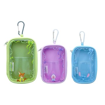 小禮堂 Disney 迪士尼 尼龍窗口拉鍊收納包附扣環 (偶像應援) 牡蠣寶寶 史迪奇 尼克