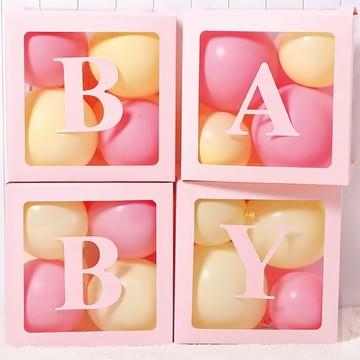 氣球盒子 30x30x30公分 平鋪出貨需自行組裝  BABY 粉色 含字  1組