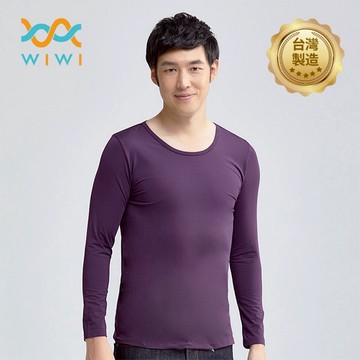 【WIWI】MIT溫灸刷毛圓領發熱衣(羅蘭紫 男S-3XL)0.82遠紅外線 迅速升溫 加倍刷毛 3效熱感 輕薄顯瘦