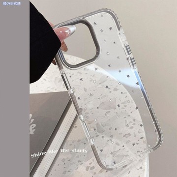 ✨iphone手機殼✨灰星星涂鴉iPhone15蘋果16promax手機殼適用14個性13透明17軟磁吸