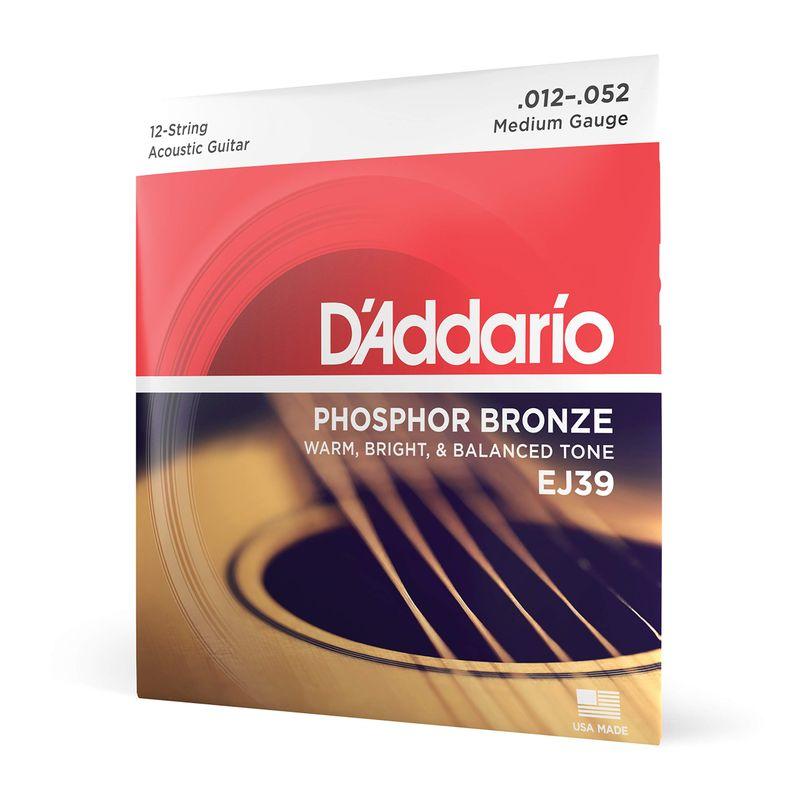 D'Addario ダダリオ アコースティックギター弦 フォスファーブロンズ Medium 12弦 .012-.052 EJ39 国内正規品