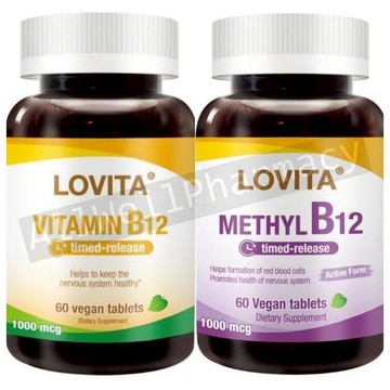 【Lovita愛維他】高單位緩釋型維生素B12/緩釋型甲基維他命B12 全素可食60顆/緩釋型維生素B6素食錠80mg