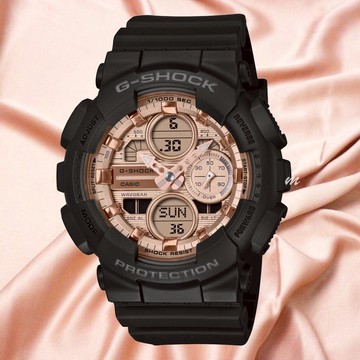 CASIO 卡西歐 G-SHOCK WOMEN 閃耀玫瑰金雙顯錶 GMA-S140PG-1A