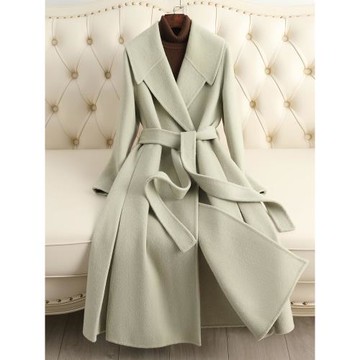 (免運)雙面絨羊毛大衣女中長款2025秋冬新款溫柔風過膝高級感毛呢外套厚