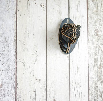 熊 頭 DIY手作 3D居家掛飾 黑色 小型