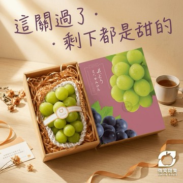 力量補給站【微笑甜果】頂級麝香葡萄禮盒 1串 送同事 送朋友 加油打氣送禮 香甜無籽 頂級高雅 好事會一串串來 三日出貨
