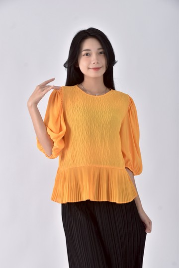 (S) zara五分袖黃色短袖上衣