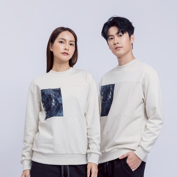 KINGO男女款｜卡其寬鬆落肩大學T 521134