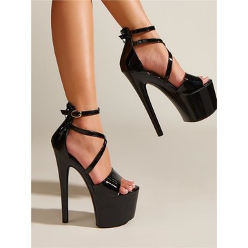 涼鞋女2025新款超高跟17CM防水臺細跟魚嘴鞋夏季一字歐美鞋