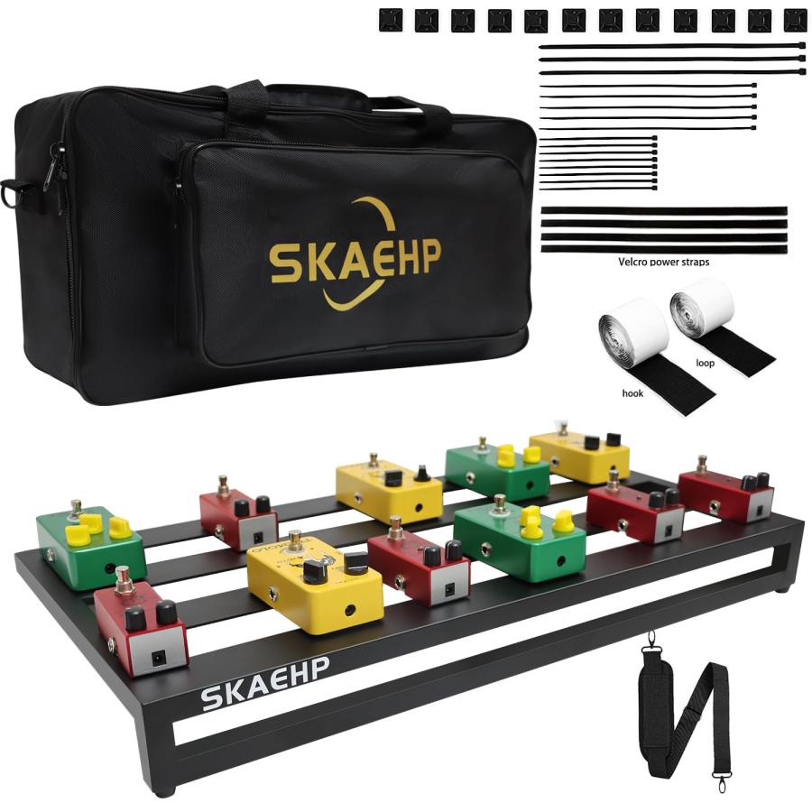 SKAEHP Guitar Pedal Board Aluminum Alloy Guitar Effect Pedal Board 28'' x 13.78'' Guitar Effects Pedalboard Accessories with Bag