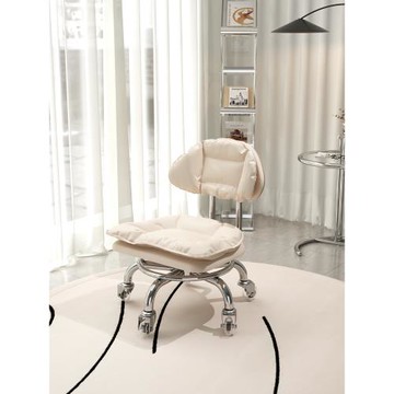 三夢靜音萬向輪小凳子滑輪矮凳家用客廳換鞋凳兒童板凳帶輪靠背椅