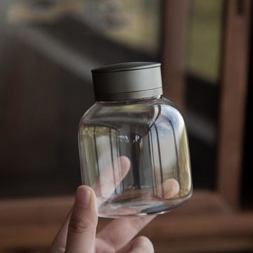 小號玻璃茶葉罐便攜迷你茶盒茶倉密封罐金屬蓋存茶罐儲物罐花茶罐