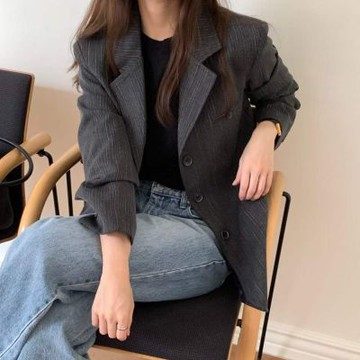 正韓外套 條紋西裝外套EPC1054-創翊韓都