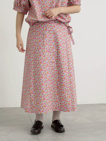 復古印花前排釦設計口袋長裙(0F000578210) - Samansa Mos2