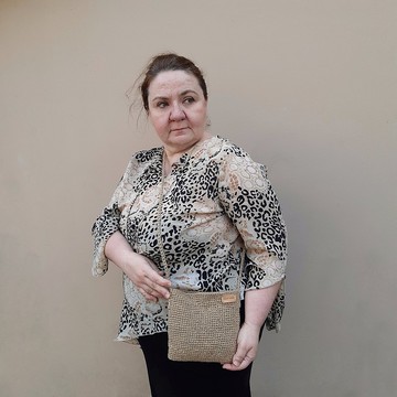 手鉤針自然女人黃麻包手提包單肩包斜挎包