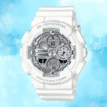 CASIO卡西歐 G-SHOCK GMA-S140VA-7A 夏日海濱耀眼銀色時尚腕錶 45.9mm
