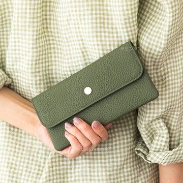 CHENSON真皮 18公分長夾第二代 超薄6卡翻蓋小長夾 (W26487)