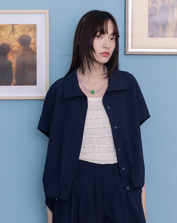 抗UV抗皺下擺抽皺涼感連袖襯衫(兩色)