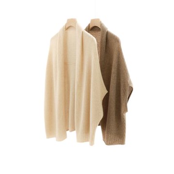高端山羊絨披肩開衫女秋冬新款寬松針織斗篷外搭蝙蝠袖慵懶范上衣