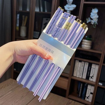 ✨臺灣出貨✨輕奢紫金花語合金筷子高顏值ins風防滑防黴網紅上檔次紫色快子