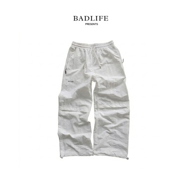 BADLIFE - MOTIUS LINANS PANTS 男女同款寬鬆工裝長褲 高級皺感尼龍 寬版休閒褲 絲網印花款