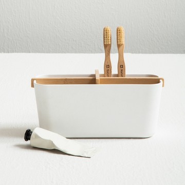 《Premier》4格竹纖維收納盒-白-- 整理籃 置物籃 儲物箱