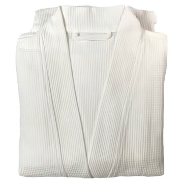 non-no 儂儂 純棉雙口袋華夫格繫帶浴袍  XL  白色