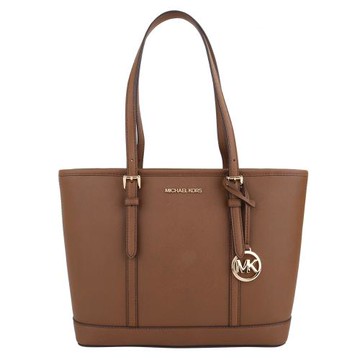 MICHAEL KORS-金字防刮皮革拉鍊手提/肩背包(棕駝色)