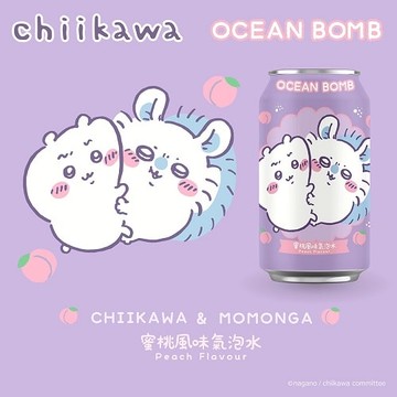 【Ocean Bomb】吉伊卡哇-蜜桃風味氣泡水x1罐(330ml/罐)