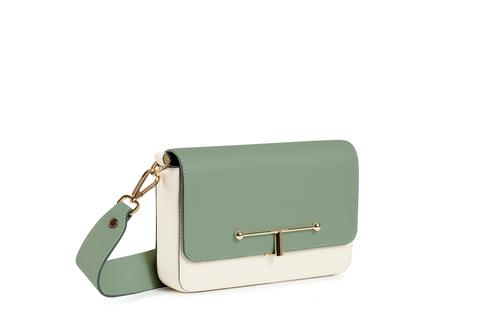 Strathberry - Melville Baguette - Crossbody Leather Mini Handbag - Green / White