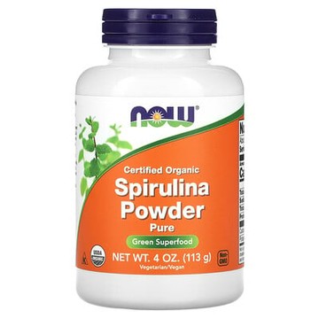 NOW Foods, 有機認可螺旋藻粉，全正，4 盎司（113 克）