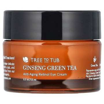 Tree To Tub, 人參綠茶，逆齡視黃醇眼霜，0.5 盎司（15 毫升）