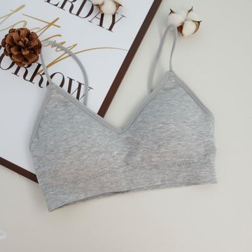古妃隱形細肩帶運動螺紋棉質文胸無鋼圈美背抹胸春夏薄款打底裹胸