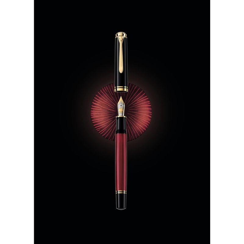 万年筆 Pelikan ペリカン F 細字 スーベレーン レッドストライプ M800 吸入式 正規輸入品