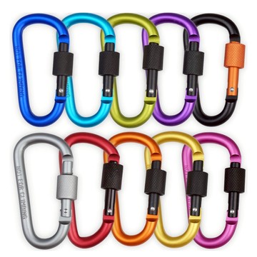 Cam Lewis 鋁合金登山扣 10入組 (顏色隨機出貨)  10個  顏色隨機  8 x 3.3 厘米