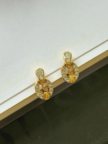 璀璨紐結 Nina Ricci 蓮娜麗姿 經典鑲鑽中古耳夾