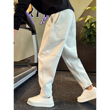 直筒衛褲男款春秋運動褲痞帥男褲加絨新款高級感新款白色休閑褲子