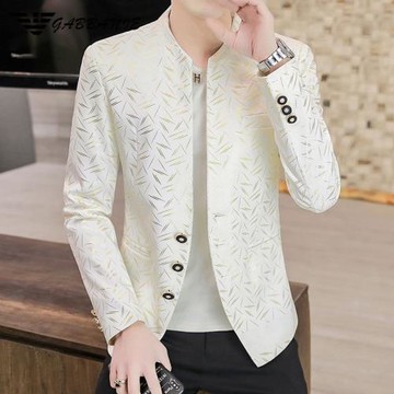 GABBANIE春秋新款休閑西服男立領上衣單件痞帥設計感炸街西裝外套