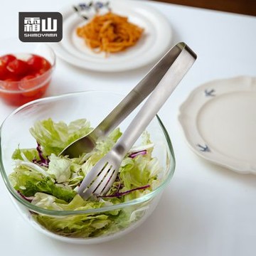 日本霜山 一體成形304不鏽鋼料理夾/餐夾(附孔)-24cm