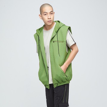 台灣製-線性緹花背心(男)-仙人掌綠