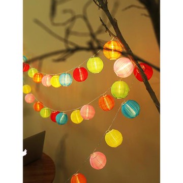 小燈籠串新年庭院小掛飾迷你陽臺中秋戶外防水裝飾燈串彩色太陽能